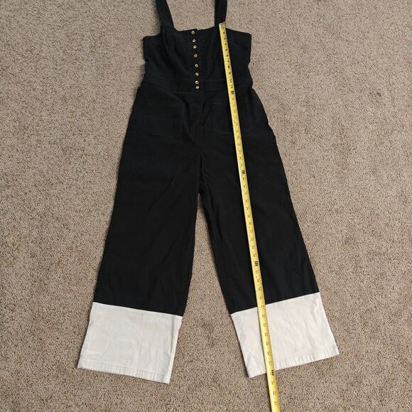 Anthropologie Maeve Jumpsuit Women's 10 Colette Linen Cropped Wide-Leg Overalls - Picture 12 of 15